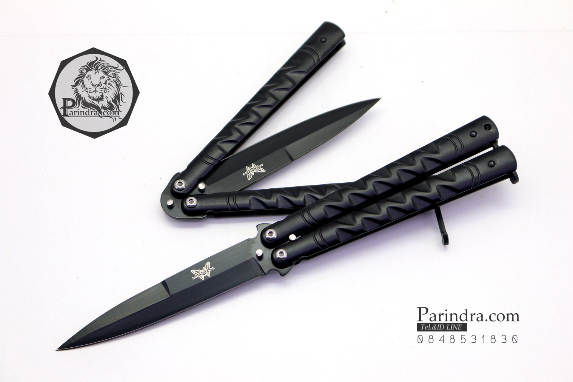 มีดบาลีซอง Balisong มีดควง มีดปีกผีเสื้อ สีดำ ขนาด 8.5 นิ้ว BLA009