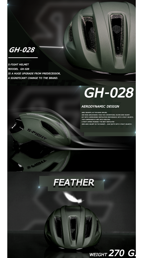 หมวกจักรยาน S-FIGHT รุ่น GH-028 HELMET น้ำหนักเบา เพียง 270 กรัม รอบศีรษ: 58-61cM ตัวล็อคเปลี่ยนใหม่ สายคาดมีแถบสะท้อนแสง สีเมทัลลิค