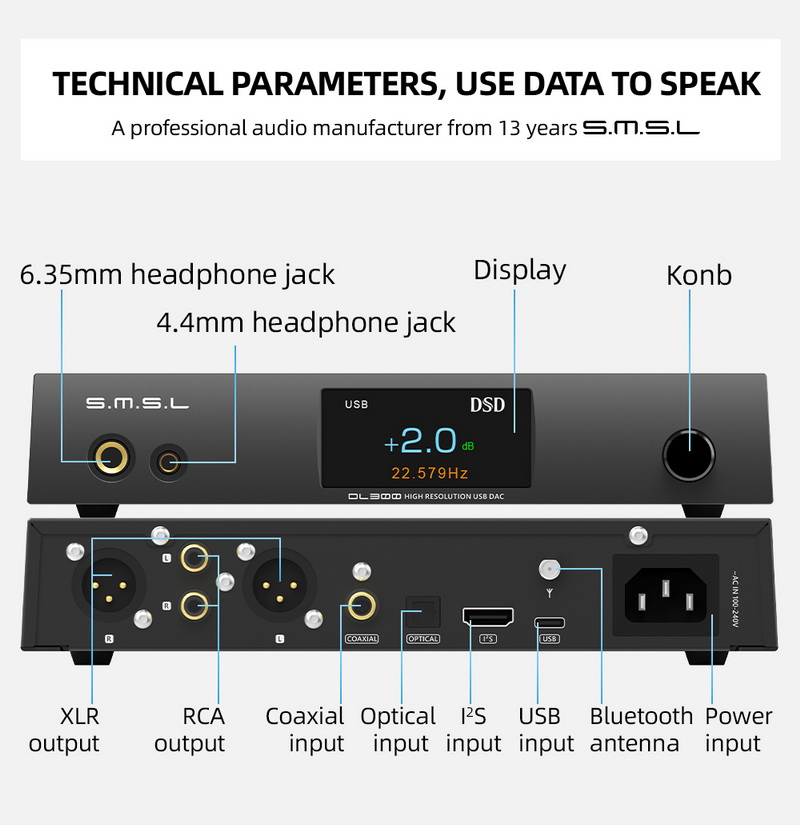 SMSL DL300 DAC/AMP ตั้งโต๊ะ รองรับ MQA, Dual Hi-Res ประกันศูนย์ไทย
