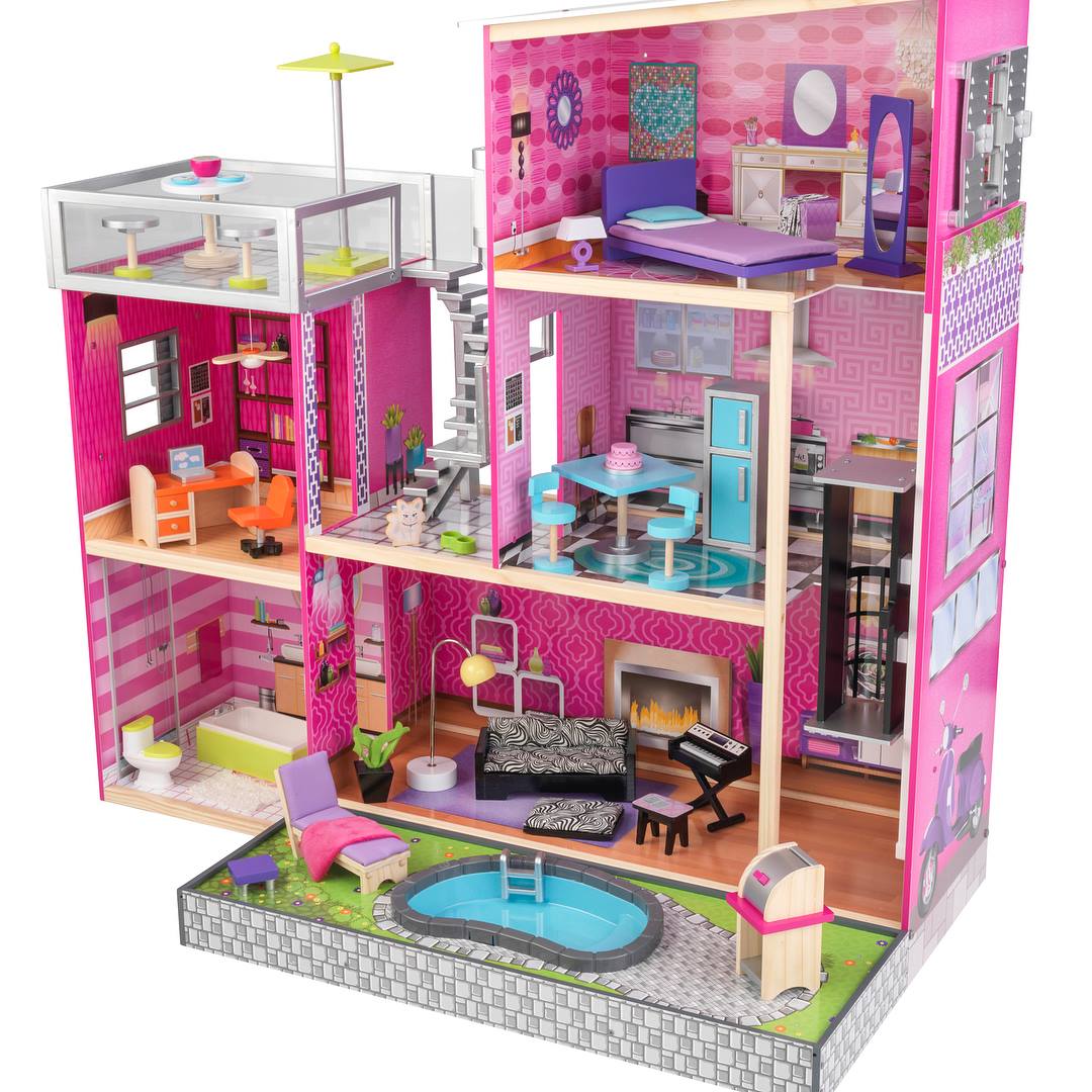 บ้านตุ๊กตา KidKraft Uptown Wooden Dollhouse With 35 Pieces of Furniture