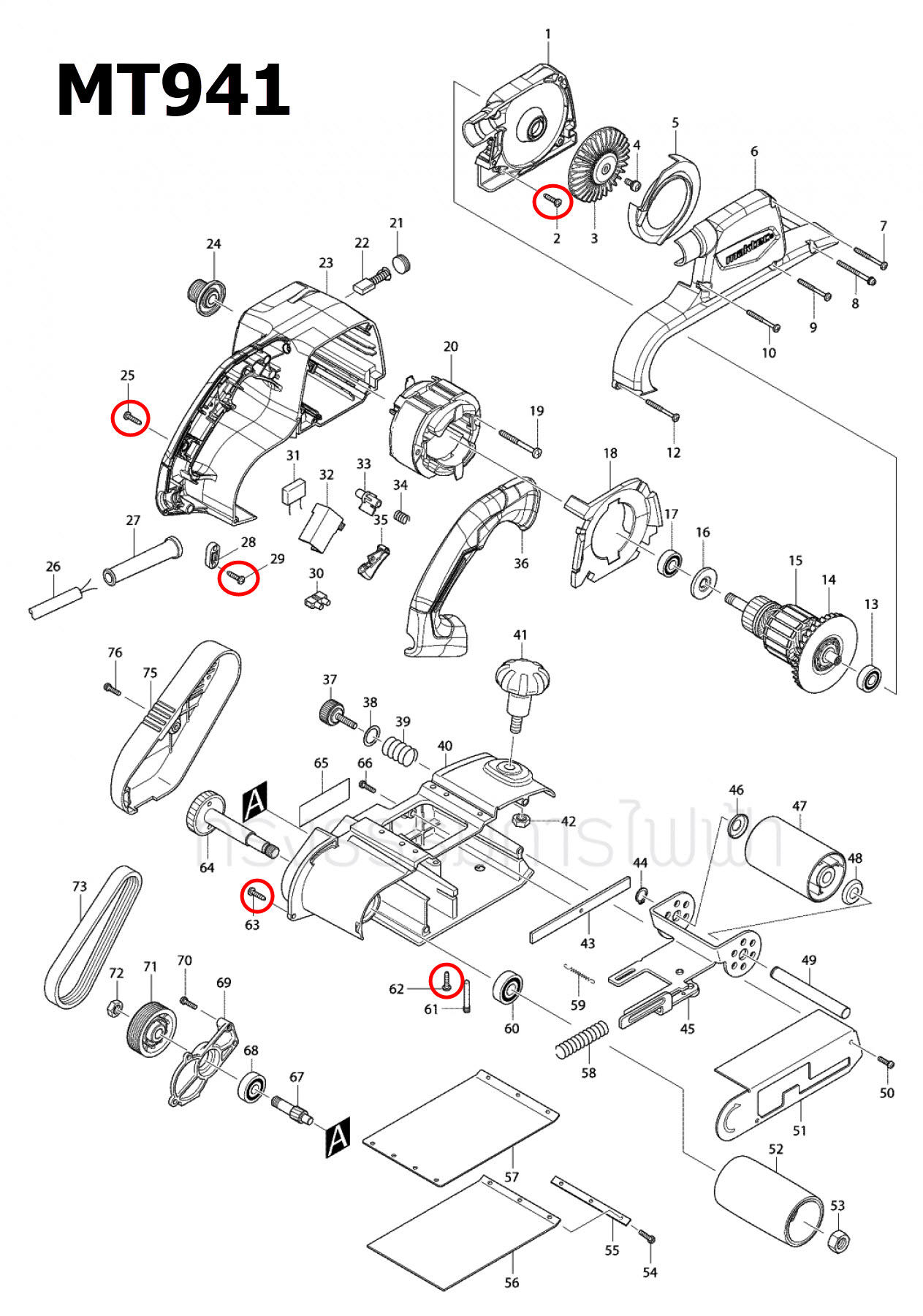 TAPPING SCREW 4X18 Makita, Maktec MT190, MT560, DDF486, M1100, M1100KX1B, M1901, GA5010, GA5020, M6001, M6001B Pn.266326-2 (แท้)+