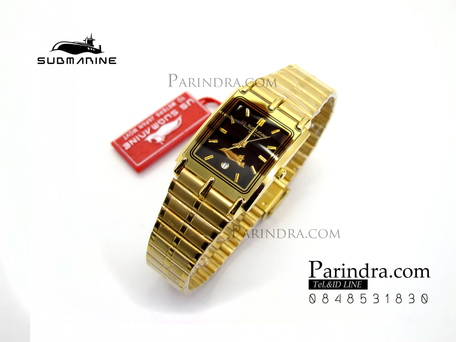 นาฬิกา US submarine รุ่น SUB1001M เรือนใหญ่ สายสแตนเลสสีทองหน้าปัดสีดำ