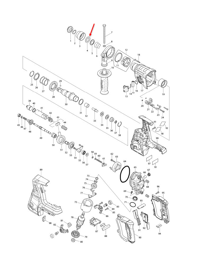 RING 21 สว่านโรตารี่ มากีต้า BHR262, DHR165, DHR202, DHR241, DHR263, HR1830, HR2020, HR2230, HR2470, HR2810 [#4] Pn.257241-1 (แท้) ##