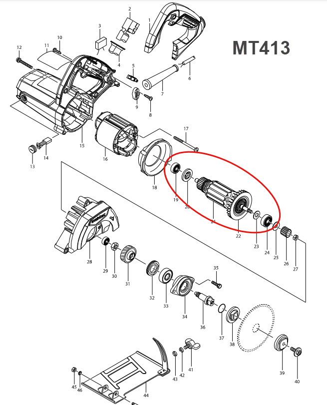 ทุ่น เครื่องตัดคอนกรีต Maktec MT413, M4100ZX1B (แท้) ##