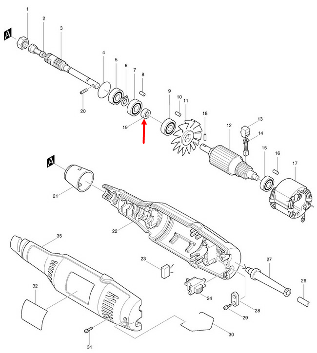 ยอย หินเจียรคอยาว Makita มากีต้า 906 [#19], GD0603 Pn.456337-7 (แท้) #I13(**)