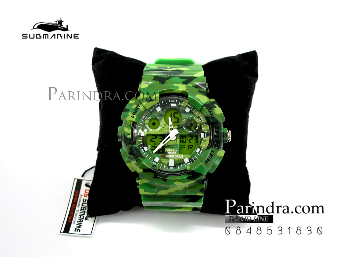 นาฬิกา US submarine รุ่น TP3176M (Military) สีลายพรางทหารสีเขียว หน้าปัดพื้นเขียว