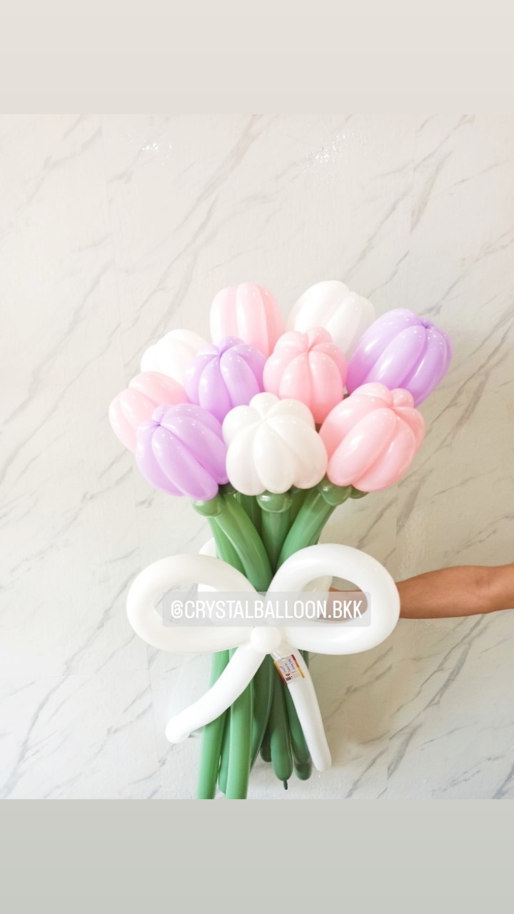 สั่ง Flower Balloon Tulip Medium Bouquet ช่อ 10 ดอก พร้อมตกแต่ง สามารถเปลี่ยนสีได้