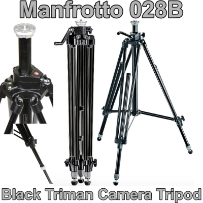 ขาตั้งกล้อง Manfrotto 028B ภาพนิ่ง กล้องวีดีโอ ใช้กับกล้องถ่ายภาพหมุน กล้องวีดีโอขนาดใหญ่ เช่น BETACAM Black Triman Camera Tripod ประกันศูนย์ 5 ปี