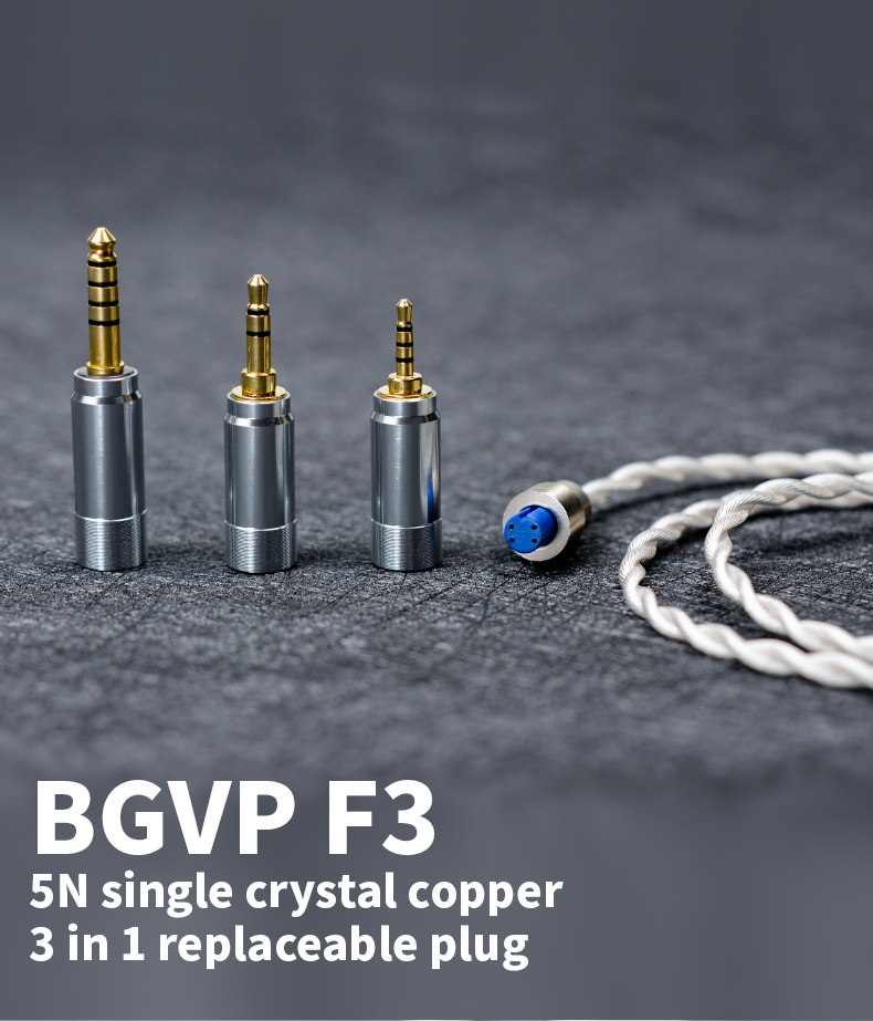 ขาย BGVP F3 สายหูฟัง 6N OCC ชุบเงินถัก ถอดเปลี่ยนหัวแจ๊คได้