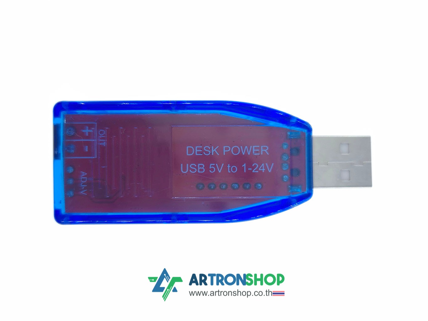ตัวจ่ายไฟปรับค่าได้แบบ USB 1-24V พร้อมโวลต์มิเตอร์