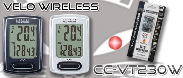 CATEYE ไมล์ไร้สายรุ่นใหม่ VELO Wireless, CC-VT230W สีดำ,ขาว,แดง และ ส้ม