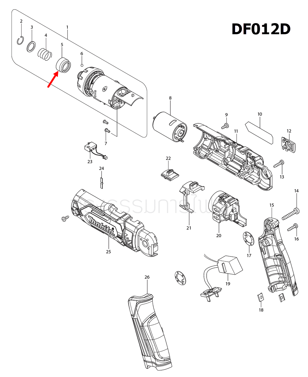 BIT SLEEVE สว่านไขควงไร้สาย Makita DF012D, TD020D, TD021D, TD022D, TD090D, TD0101F, TD110, TD110D, TD110DZ, TD0900DW Pn.324711-6 (แท้) ##(**)
