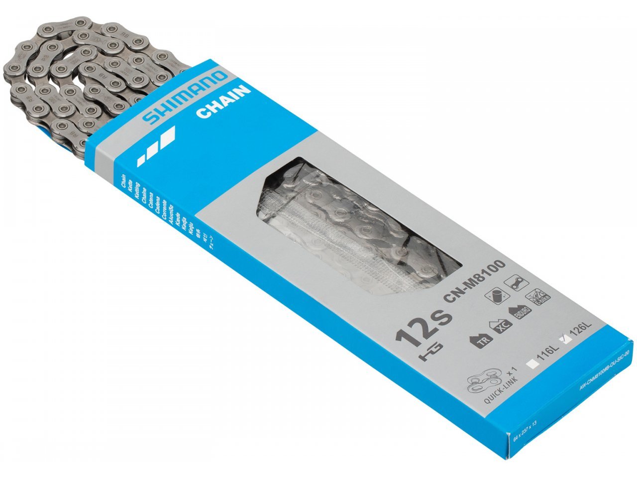 โซ่ SHIMANO XT, CN-M8100, โซ่ 12-SPD, รุ่นปลดเร็ว, 126L, มีกล่อง