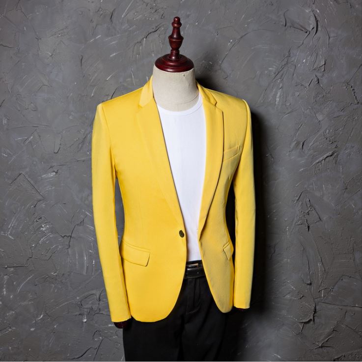 Pre-order เสื้อสูทชาย สีเหลือง ทรงสลิมฟิต **เฉพาะเสื้อ**