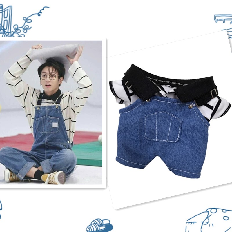ชุดเอี๊ยม+เสื้อ (สำหรับตุ๊กตา 15-20 cm.)