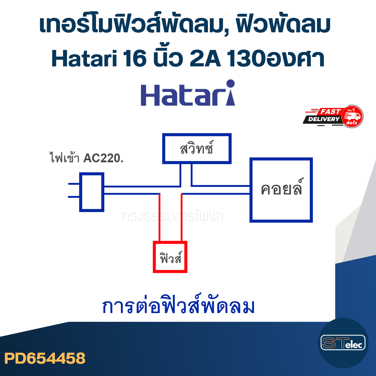 เทอร์โมฟิวส์พัดลม, ฟิวพัดลม Hatari 16 นิ้ว 2A 130องศา (เกรดA ทนความร้อนได้ดี)