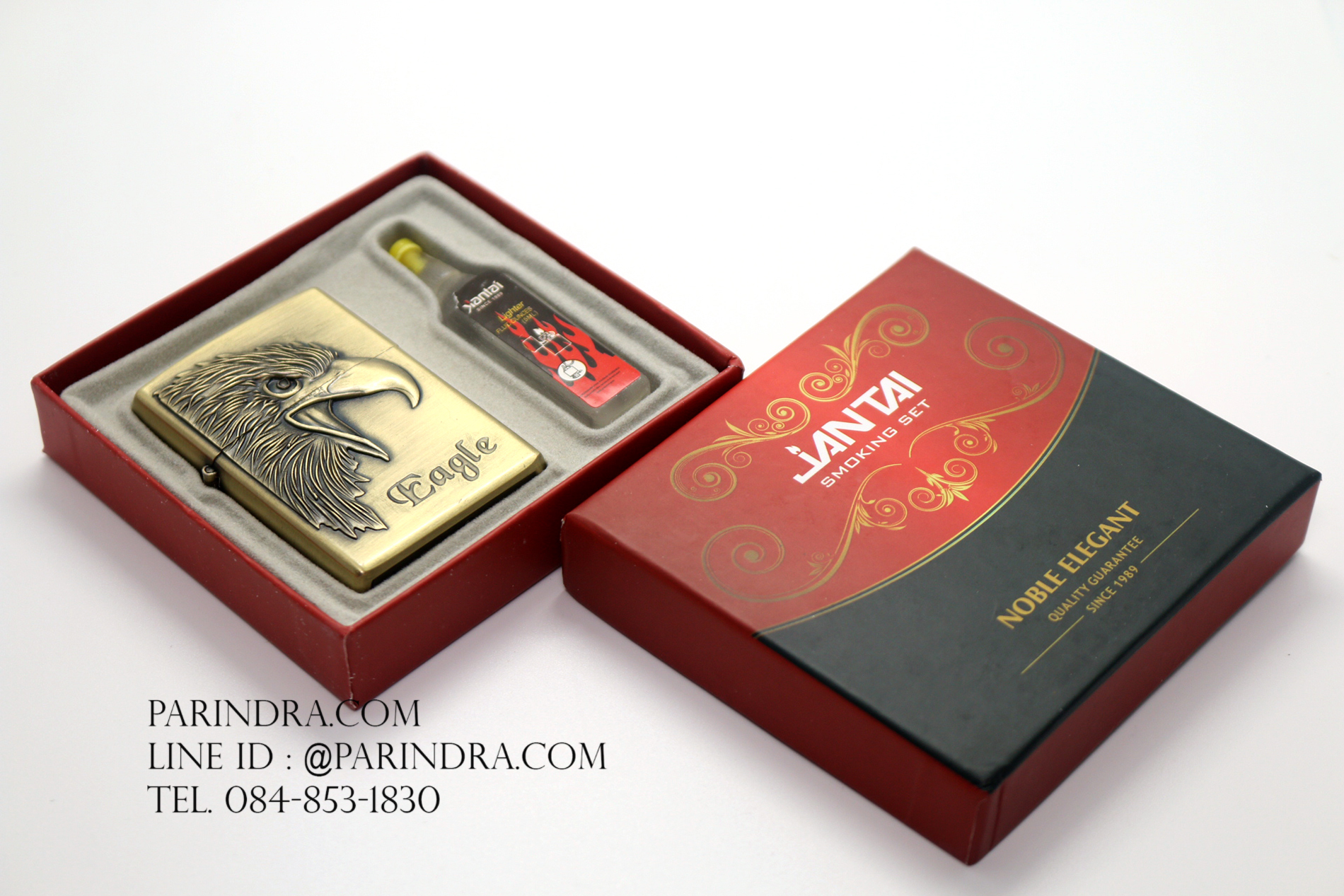 ไฟแช็คน้ำมัน ลายนูน รูปหัวนกอินทรีย์ บอดี้สีทองเหลือง