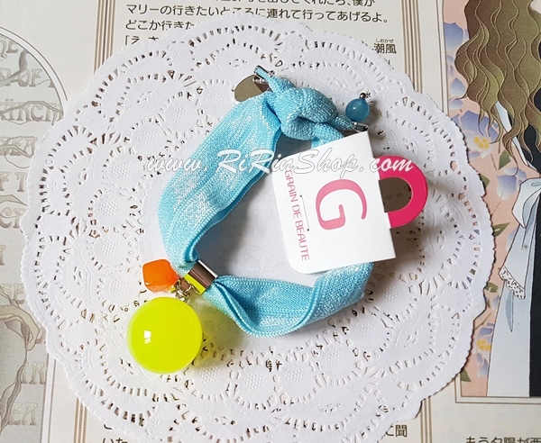 Aznavour & GRAIN DE BEAUTE ยางรัดผมเซลลูโลสลูกกวาดสีเหลืองนีออน (Sky blue)