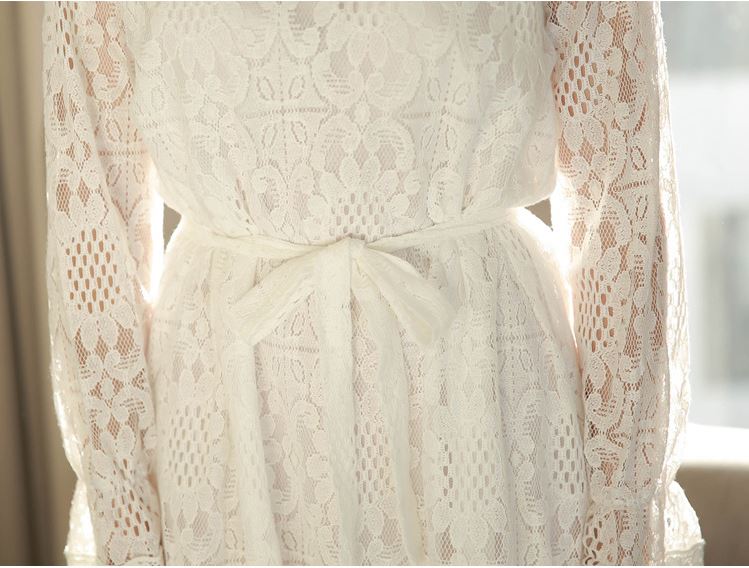 Pre-order เดรสขาว พรีเวดดิ้ง แขนยาว ลูกไม้ สีขาว