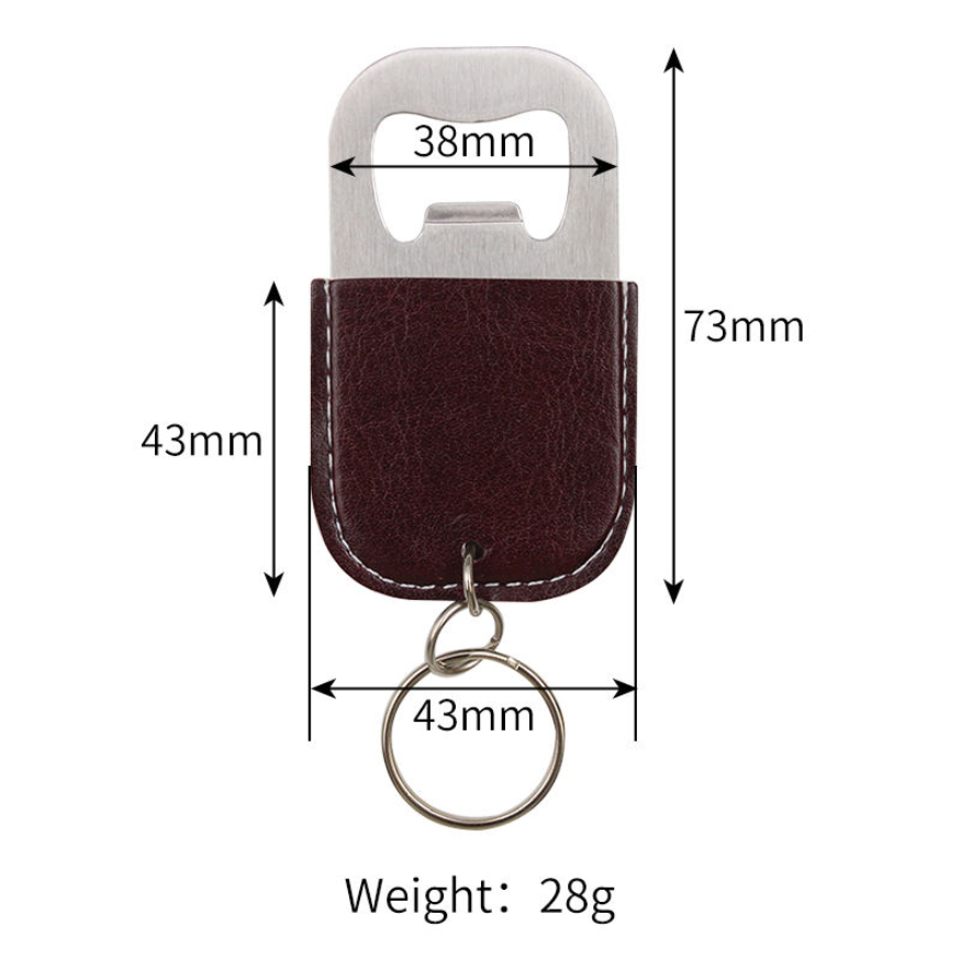 พวงกุญแจที่เปิดขวดหนัง PU