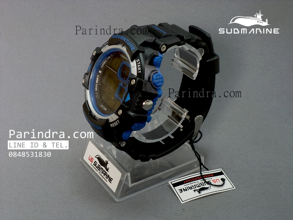 นาฬิกา US submarine TP1334M สีดำขอบน้ำเงินพื้นหลังเทา