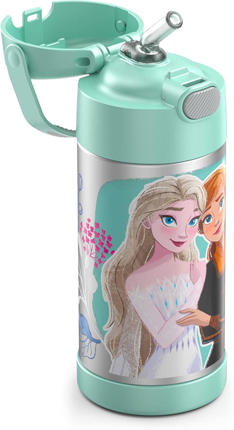 กระติกดูดน้ำแตนเลสหุ้มฉนวนสุญญากาศยี่ห้อ Thermos ของแท้ขนาด 12 ออนซ์ ลาย Frozen 2