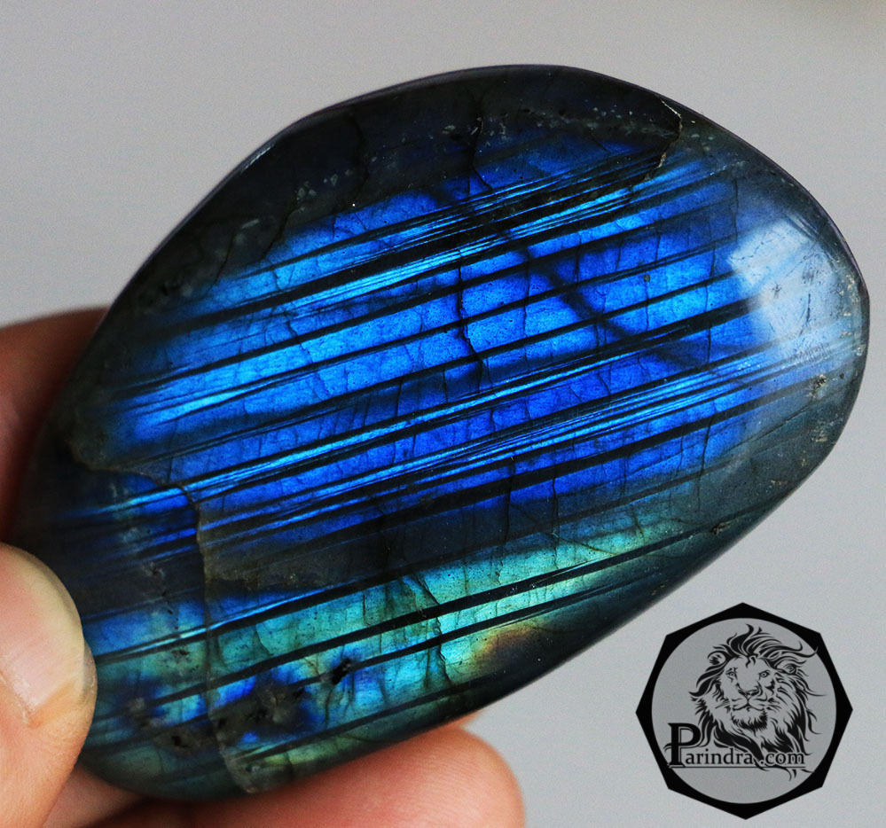 หิน ลาบราดอไลท์ (Labradorite) แบบขัด สวยคัดพิเศษ ประกายสีฟ้าน้ำทะเล #LA102