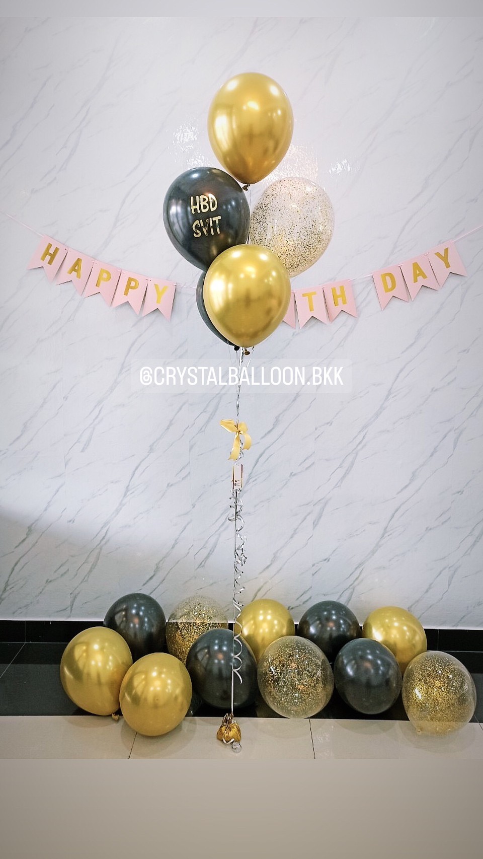 ลูกโป่ง วันเกิด ช่อลูกโป่ง 5 ลูก 1 ช่อ พร้อมตกแต่ง ป้ายธง Happy Birthday,ลูกโป่งโปรยพื้น 11 ลูก สามารถเปลี่ยนสีลูกโป่ง/เปลี่ยนสี-ป้ายธงได้