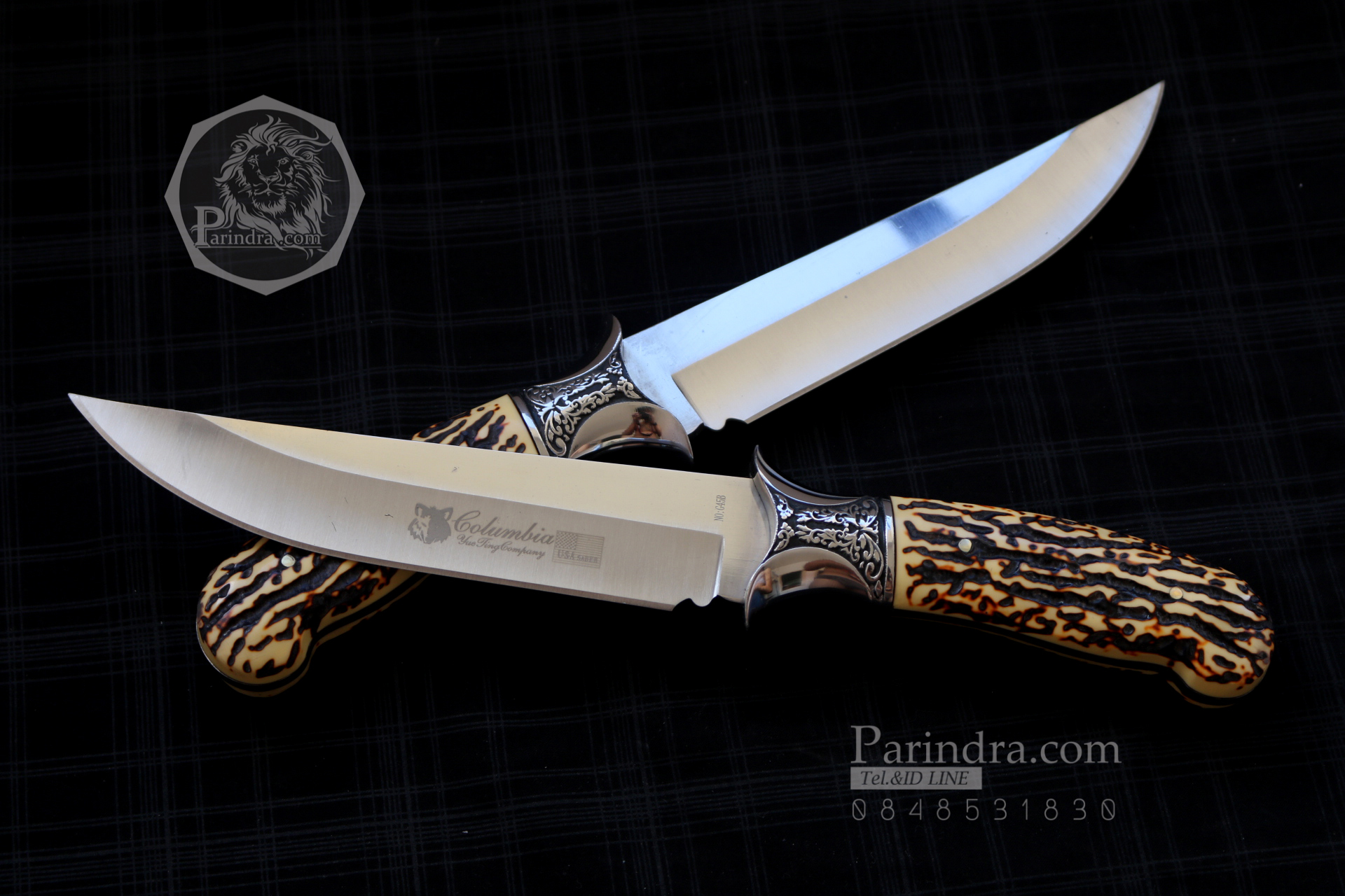 มีด Columbia Huanting รุ่น G45B ด้ามลายเขากวาง ใบมีดออกแบบสวย ขนาด 12 นิ้ว