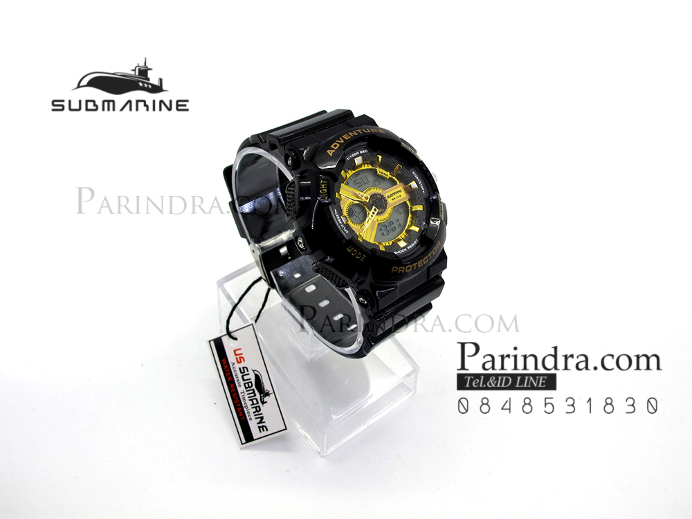 นาฬิกา US submarine Adventure Protector รุ่น TP3163L สีดำ-ทอง พื้นหลังเทา