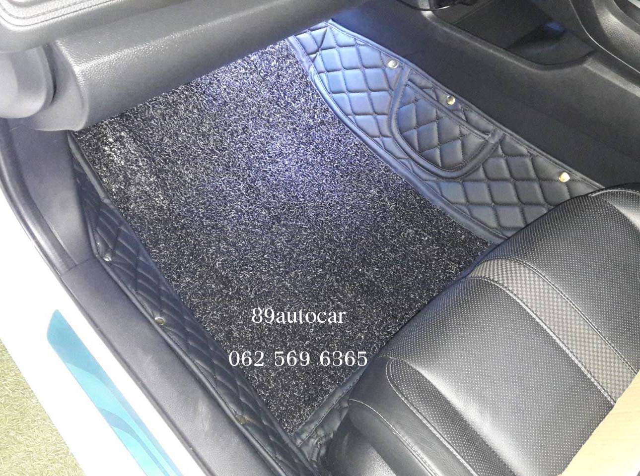 พรมรถยนต์ Honda Civic 2020 ปูพรม8D สีดำล้วนเย็บติดกับพรม6D สีดำ เข้ารูป