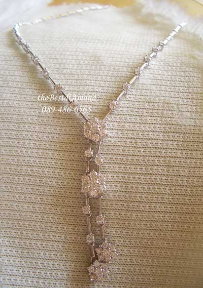 BN019RD+++สร้อยเพชร4 Flowers++สร้อยเพชรรูปดอกไม้ งานModern น่ารักมากๆ ใส่แล้วดูดี เพชรแวววาวสวย ใส่ออกงานได้สบาย