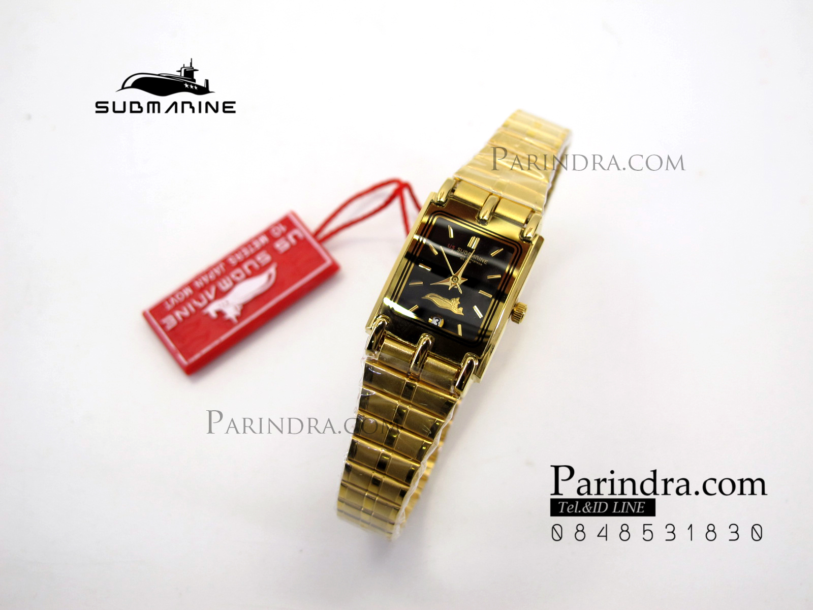 นาฬิกา US submarine รุ่น SUB1001L เรือนเล็ก สายสแตนเลสสีทองหน้าปัดสีดำ