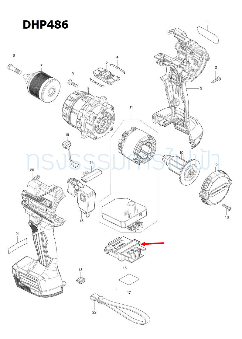 TERMINAL ไขควงกระเเทกไร้สาย Makita มากีต้า DTW300, DHP483, DDF484, DHP486, DDF486 Pn.643874-2 (แท้) ##