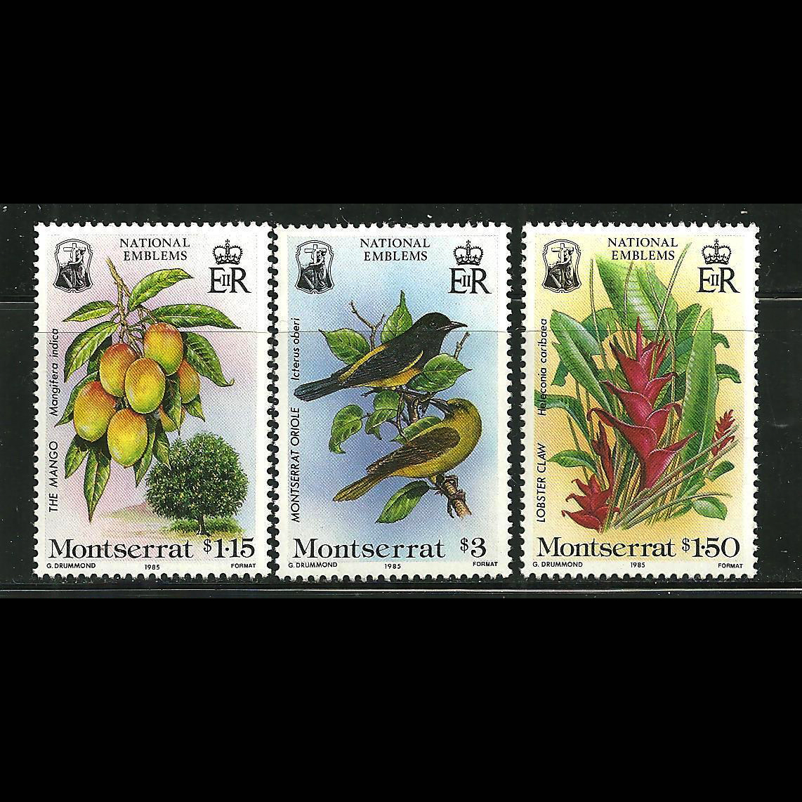 แสตมป์มอนต์เซอร์รัต ชุด NATIONAL EMBLEMS สัญญลักษณ์ประจำชาติ ปี 1985 - MONTSERRAT
