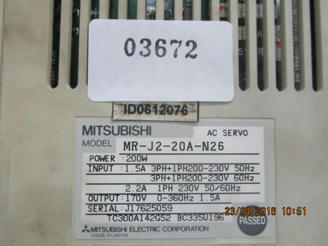 SERVO DRIVE " MITSUBISHI " รุ่น MR-J2-20A-N26