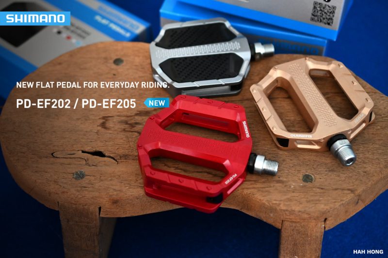 SHIMANO บันใด FLAT, PD-EF202, ไม่มีทับทิม, สีดำ และสีฟ้า (MALAY)