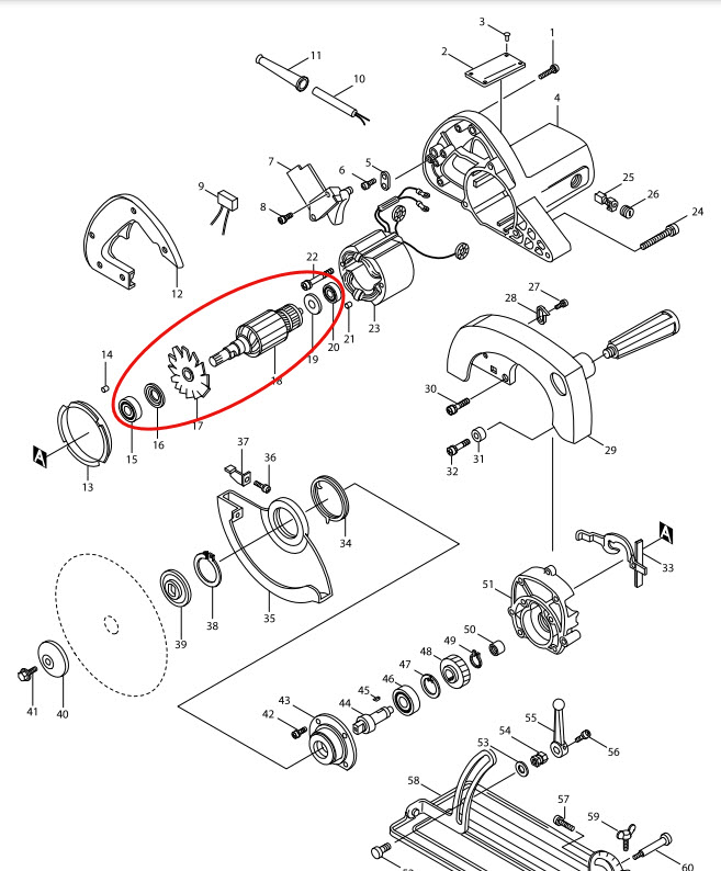 ทุ่น เลื่อยวงเดือน Makita-มากีต้า 5700 (แท้) ##