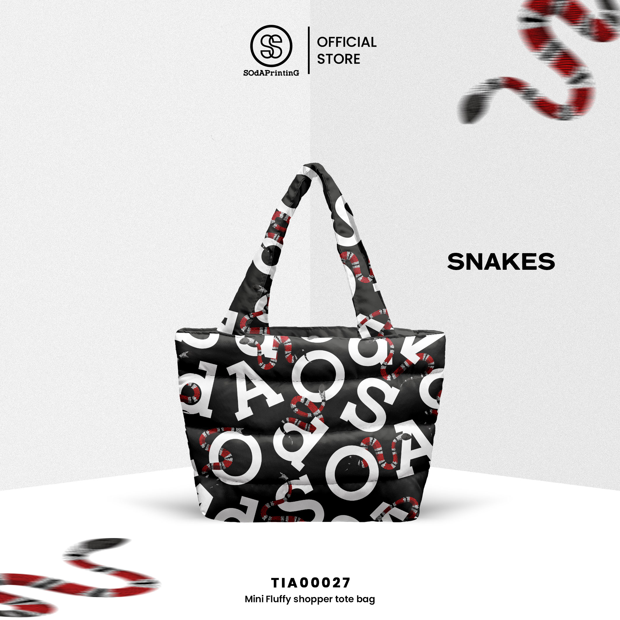 กระเป๋า Mini Fluffy Shopper Tote Bag SNAKES Collection🐍 รหัส TIA00027 #SOdAPrintinG
