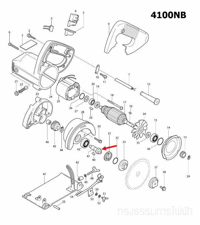 แกนเฟือง เครื่องตัดคอนกรีต Makita มากีต้า 4100NB [#41], 4100NH [#43] Pn.321197-5 (แท้) ##
