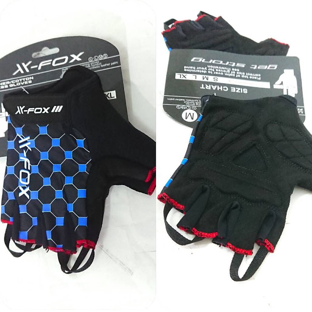 ถุงมือ หนัง 1/2 นิ้ว X-FOX มีเจล ,PI012