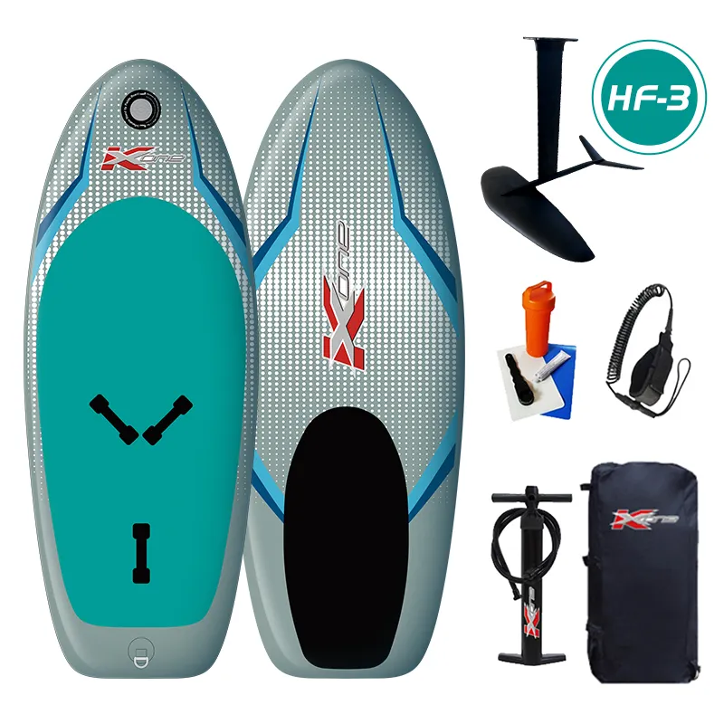 KXONE Hydrofoil Surfboard | 200x78cm Foil SUP Board | Inflatable Pumping Surf FOIL Board | Black/Red & Black/Blue Options