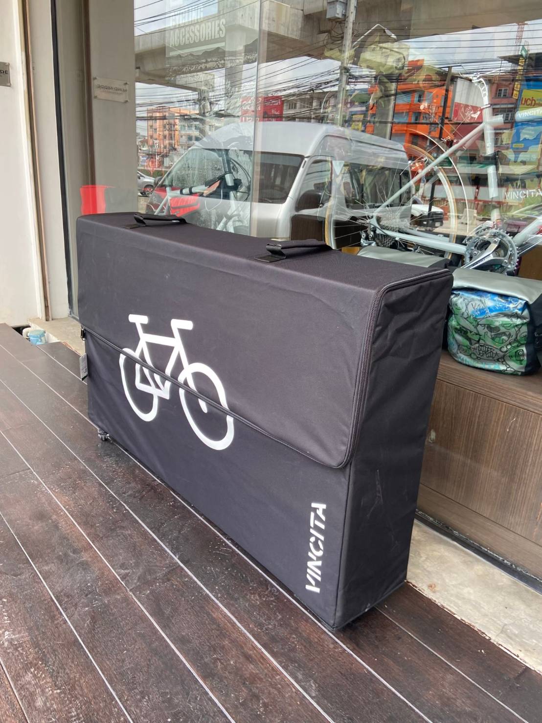 VINCITA B144E กระเป๋าเดินทางสำหรับใส่จักรยานแบบมีล้อลาก พร้อมอุปกรณ์ป้องกัน (เหมาะสำหรับเดินทางโดยนำขึ้นเครื่องบิน)