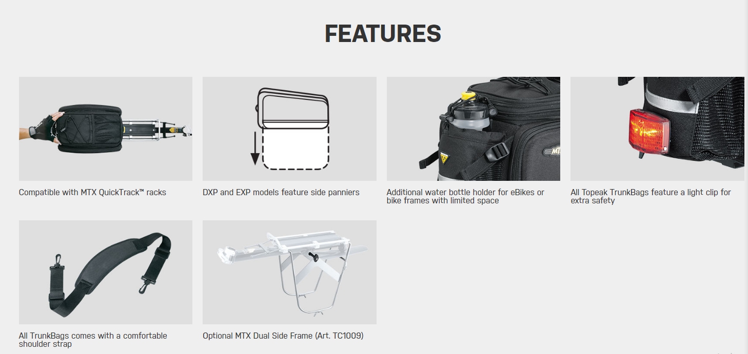 กระเป๋า TOPEAK MTX TRUNKBAG EXP, TT9647B ขยายล่างได้ กระเป๋าวางบนตะแกรง กระเป่าทัวร์ริ่งวางตะแกรงท้าย