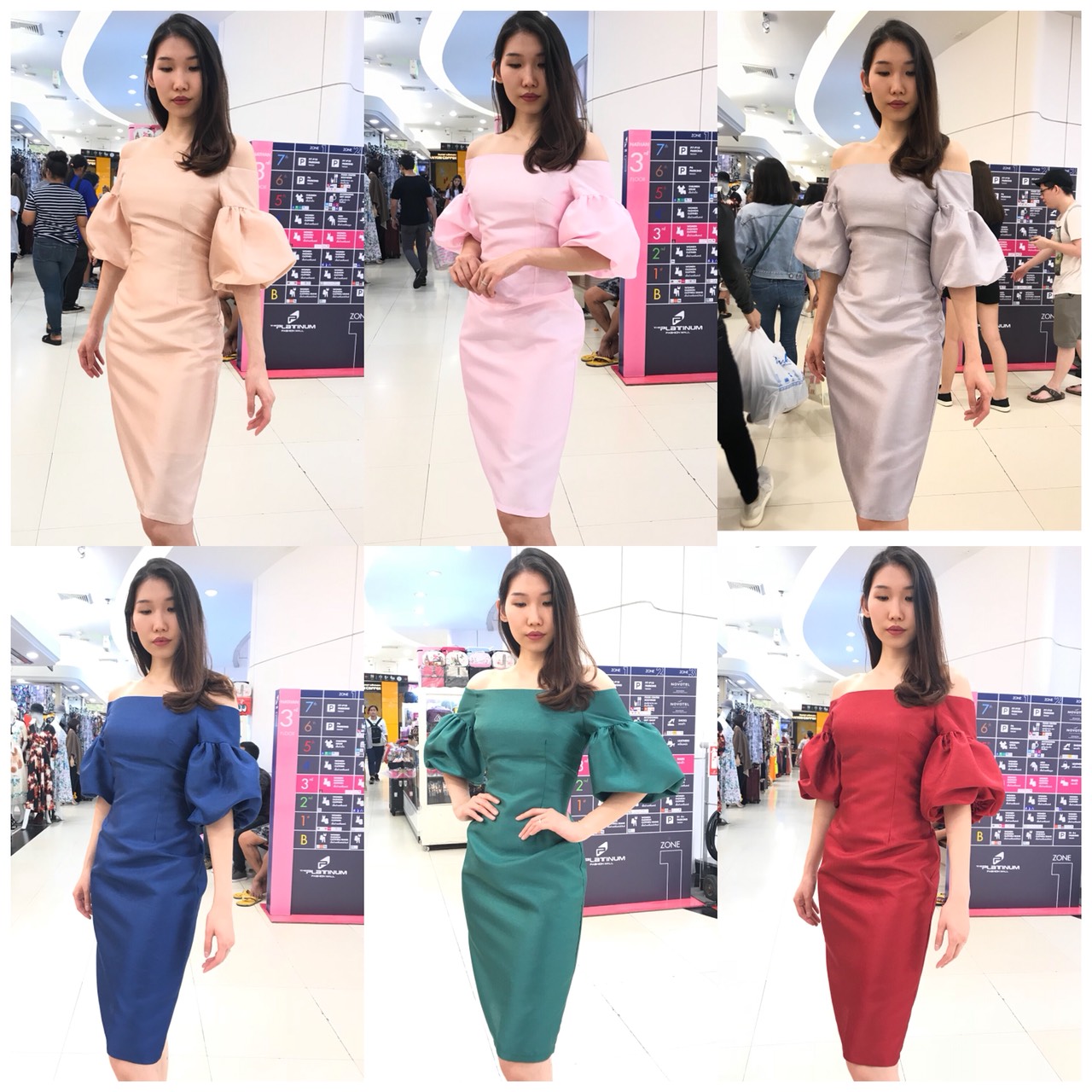 ชุดเพื่อนเจ้าสาว ชุดราตรีสั้น Violet - Bell sleeves top & pencil skirt