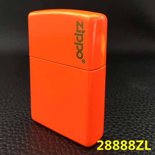 ไฟแช็ค Zippo 28888ZL แท้ ที่สุดของสีแสดส้ม "Zippo Logo, Neon Orange" แท้นำเข้า 100%