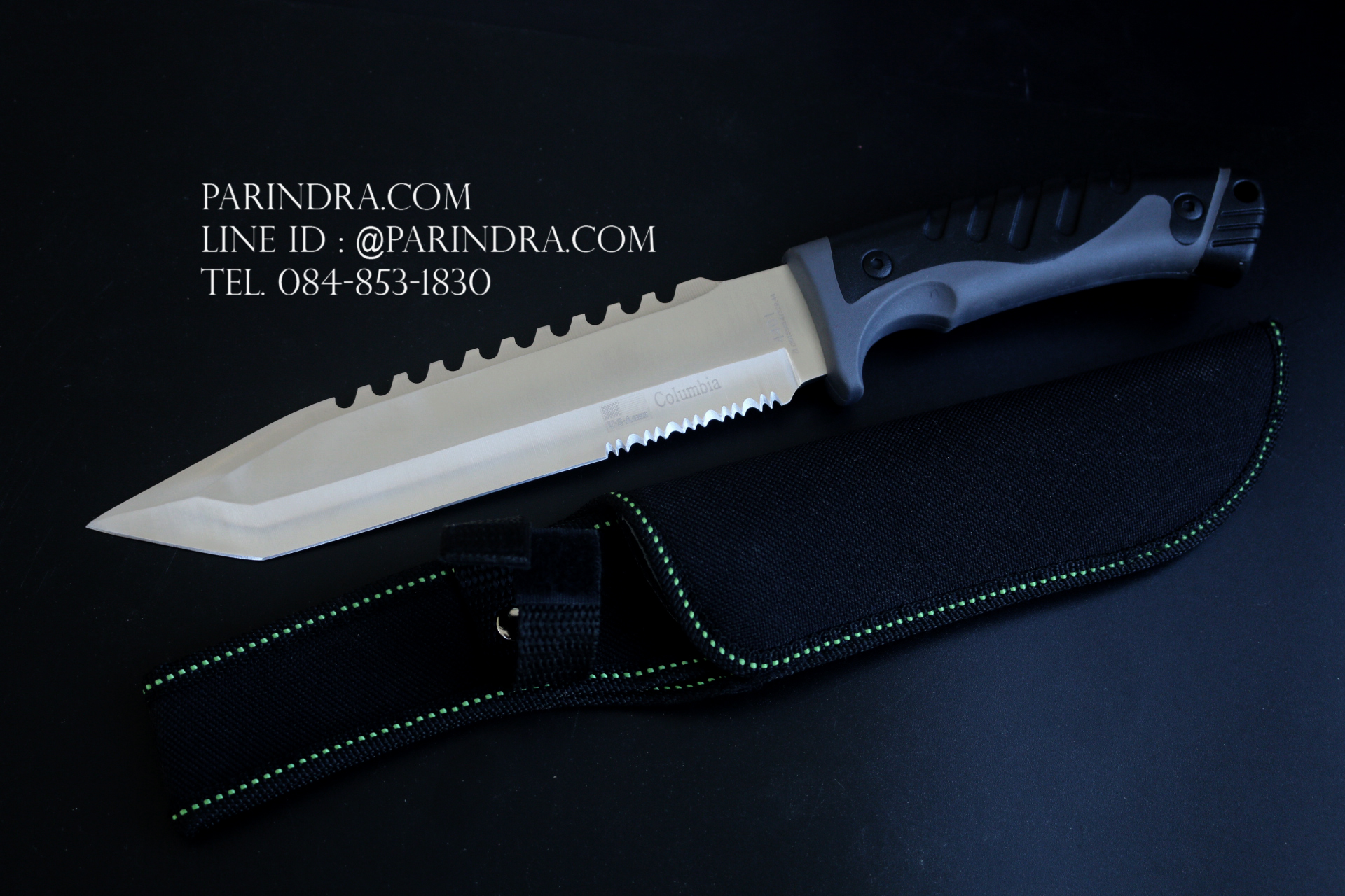 มีดใบตาย Columbia Recon สีดำ รุ่น 4401A รุ่นมี Serrated หรือ ใบเลื่อย ใบเงิน