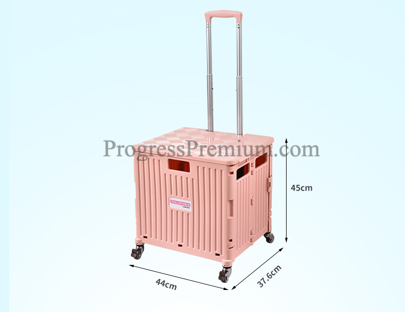 รถเข็นทรงกระเป๋า พับเก็บได้ PLASTIC FOLDING CART 4ล้อ