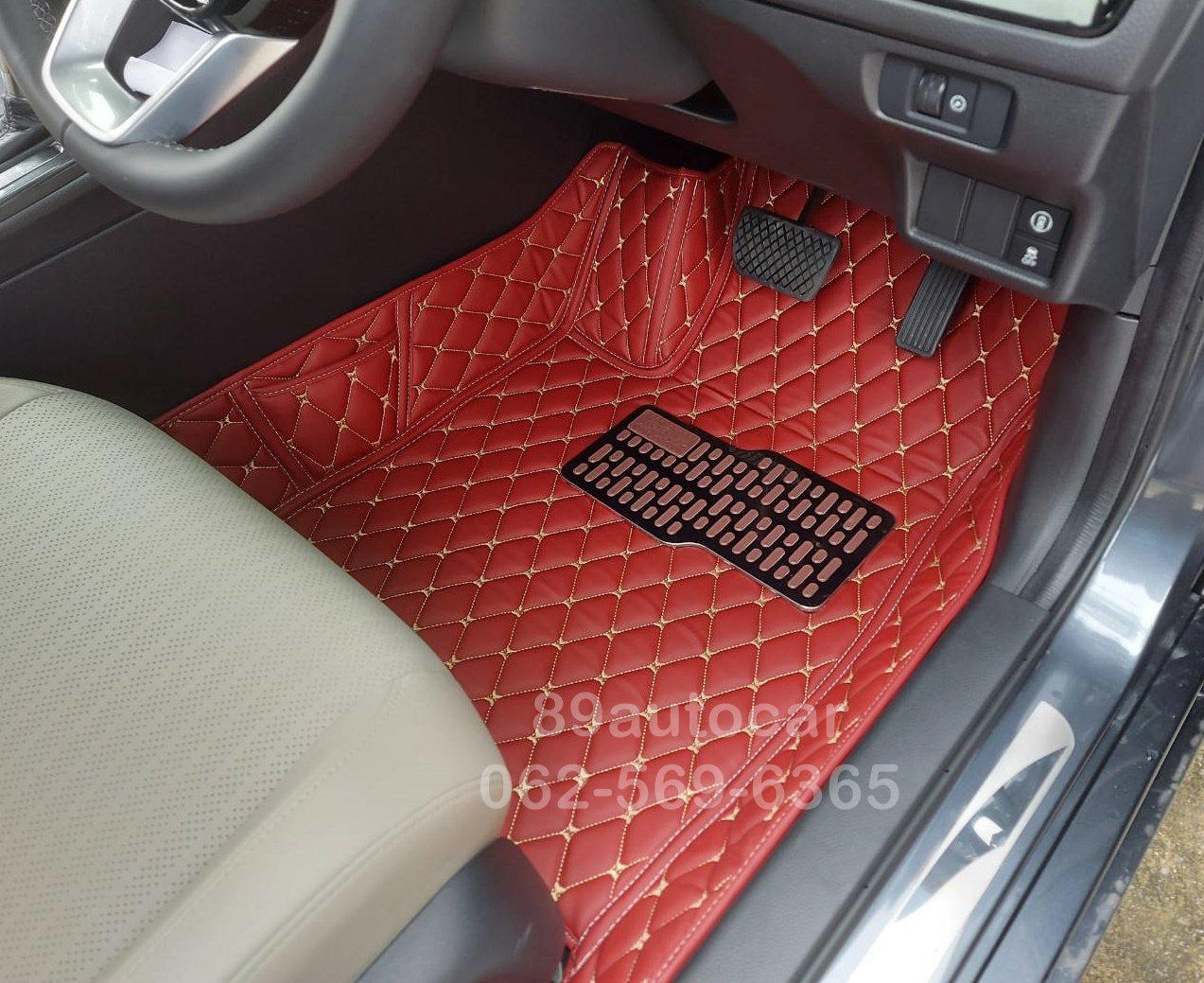 ผลิตพรมรถยนต์ All New Honda Civic 2022 ปูพรม6D สีแดงไวน์ เข้ารูป