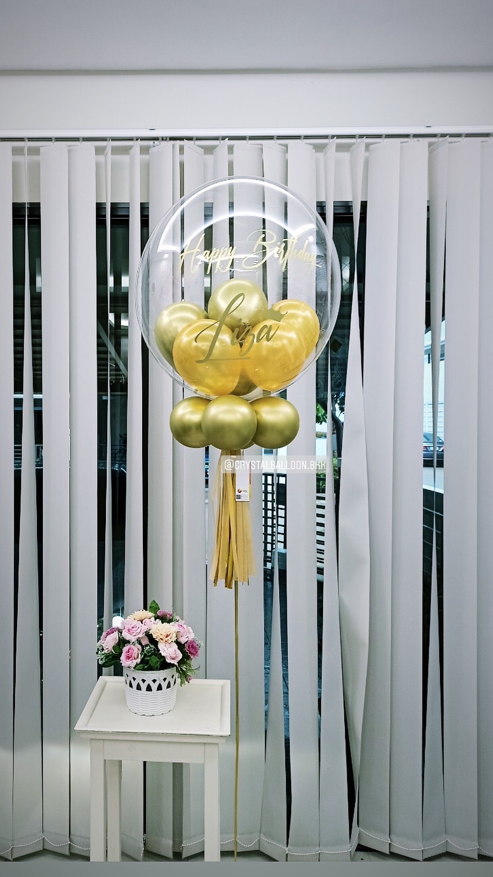 ลูกโป่ง วันเกิด Bubble USA ขนาด 24" โทนสีทอง พร้อมตกแต่ง สามารถเปลี่ยนสีลูกโป่ง/เปลี่ยนข้อความได้